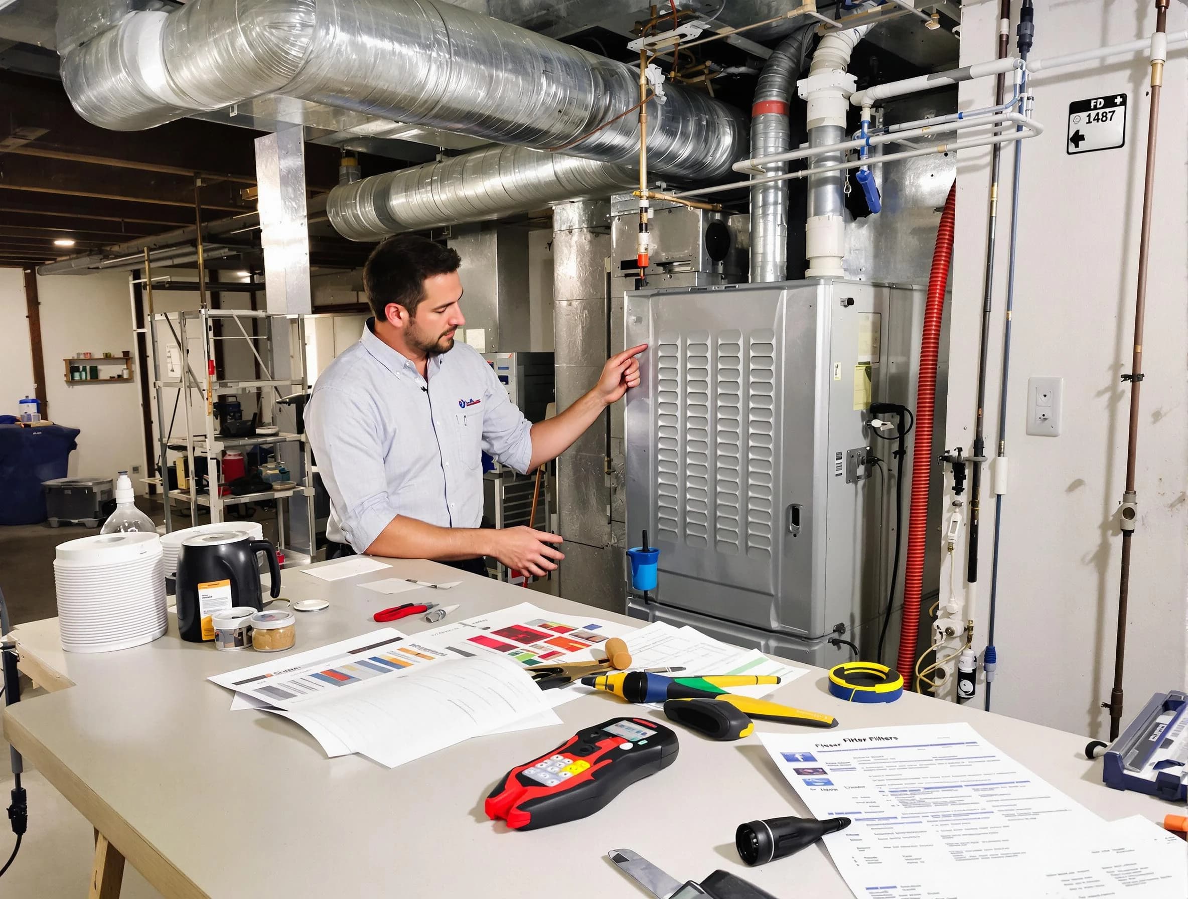 Roswell Air Duct Cleaning inspector conducting detailed filter system evaluation using professional diagnostic tools in Roswell