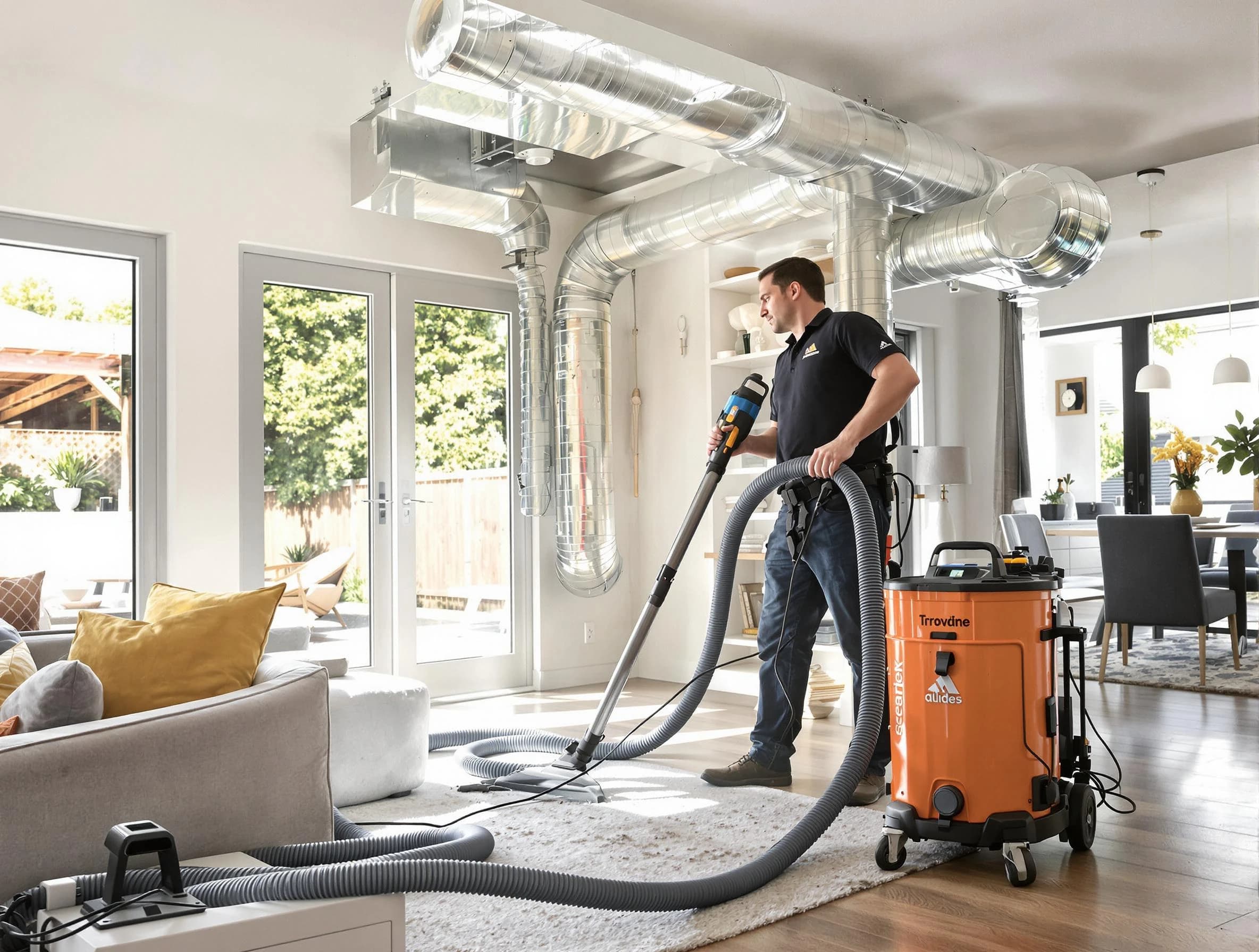 Roswell Air Duct Cleaning specialist performing thorough residential duct cleaning using advanced equipment in Roswell