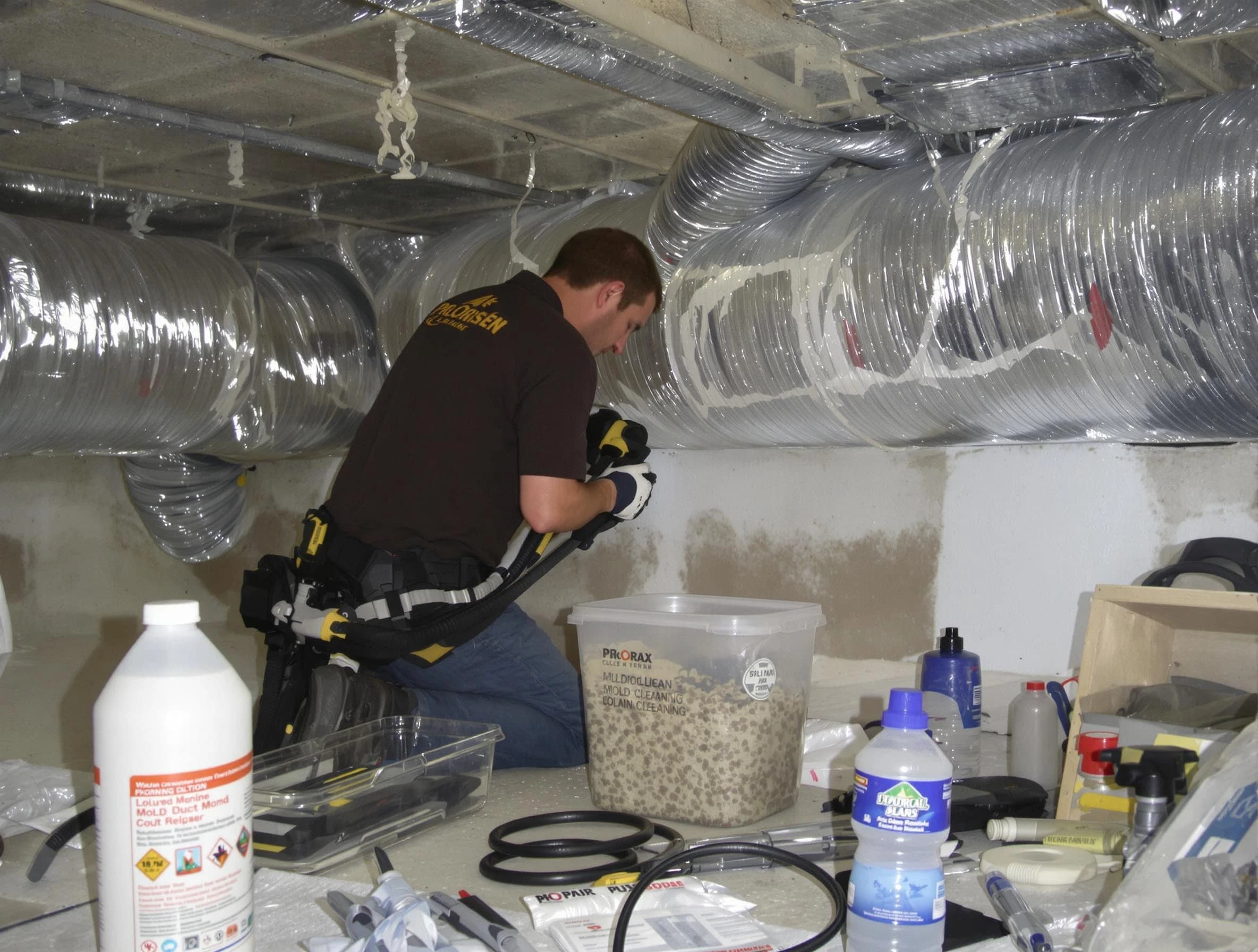 Roswell Air Duct Cleaning specialist performing professional mold removal from air ducts in Roswell