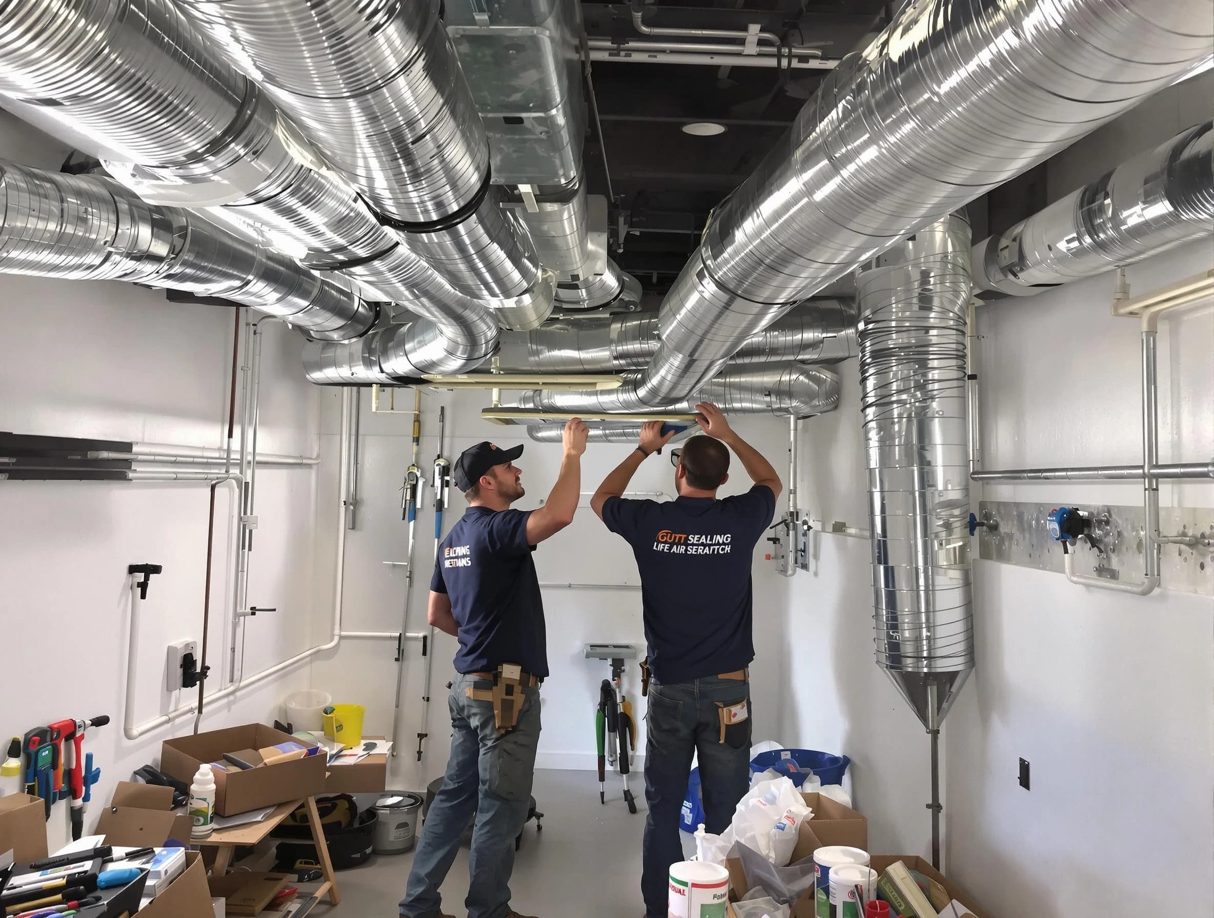 Roswell Air Duct Cleaning technician applying professional duct sealing solutions in Roswell