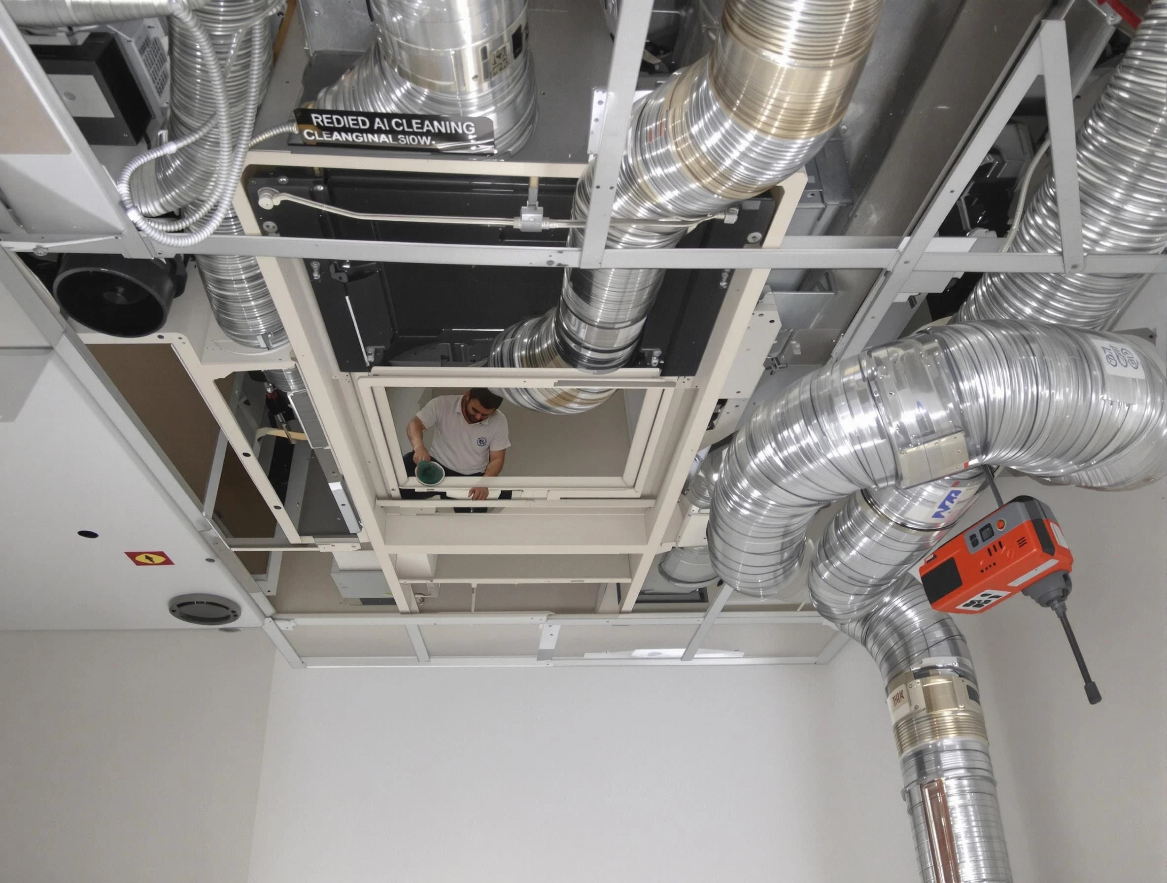 Roswell Air Duct Cleaning technician performing detailed central duct system cleaning in Roswell