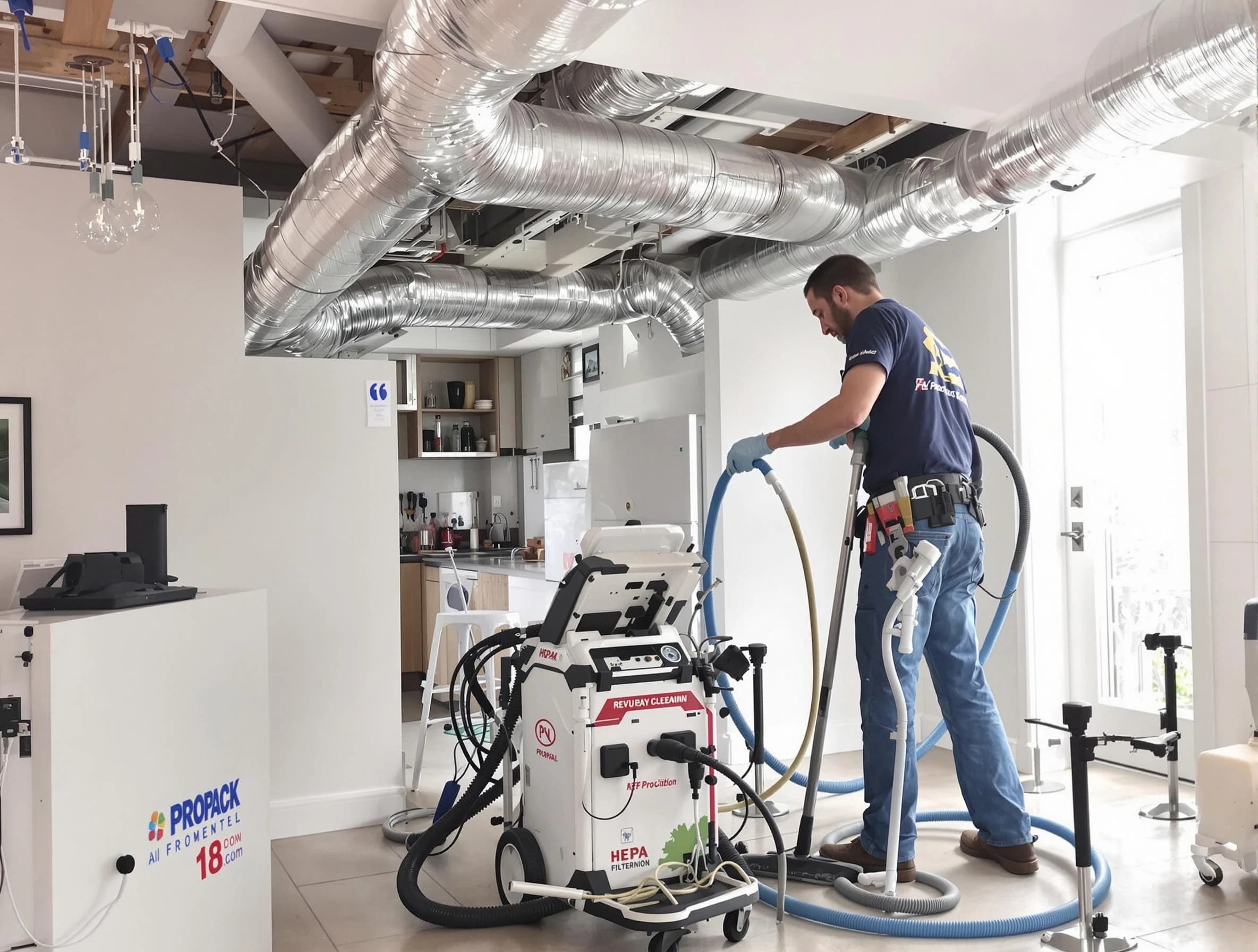 Roswell Air Duct Cleaning technician performing advanced pure duct cleaning with specialized equipment in Roswell