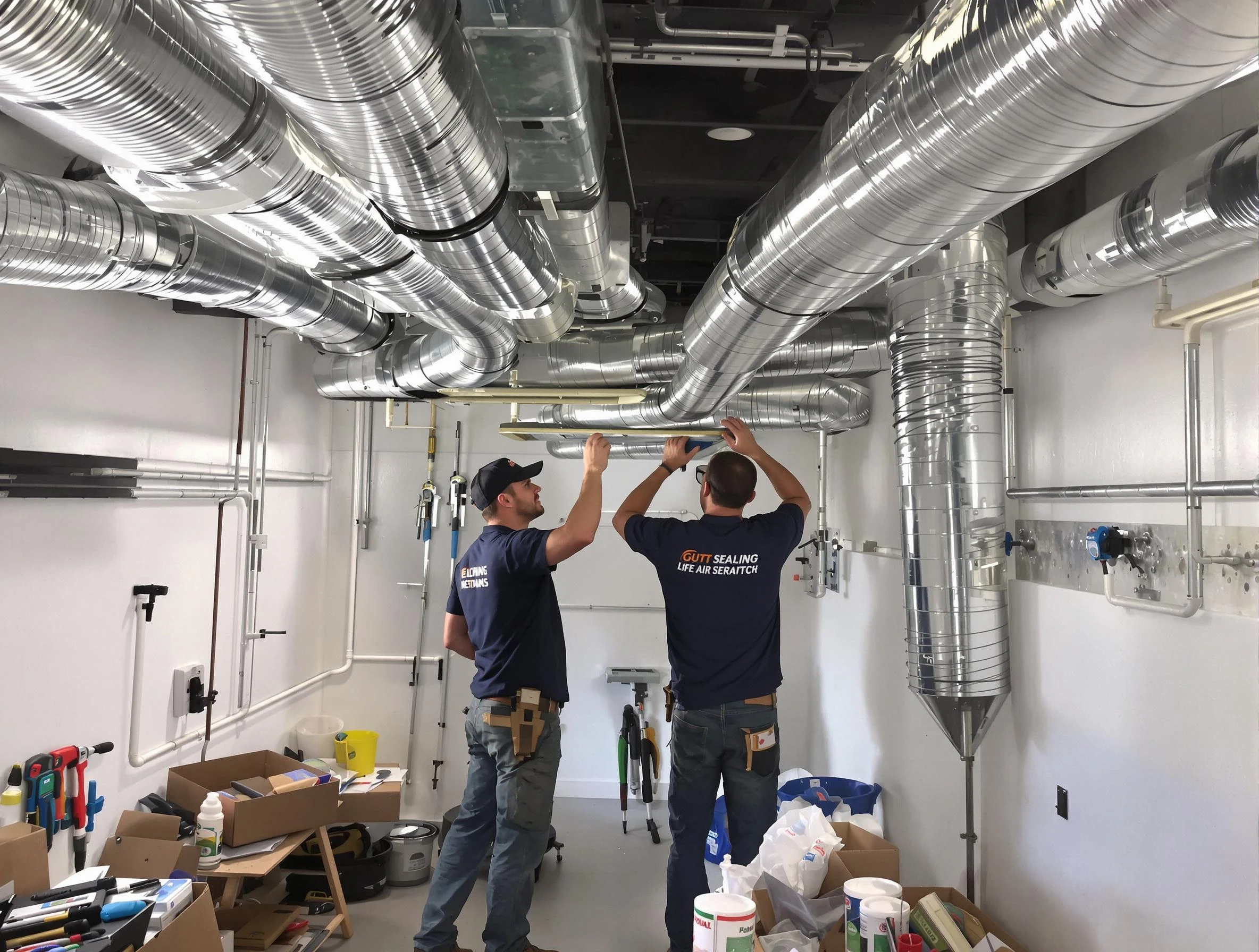 Roswell Air Duct Cleaning technician applying professional duct sealing solutions in Roswell