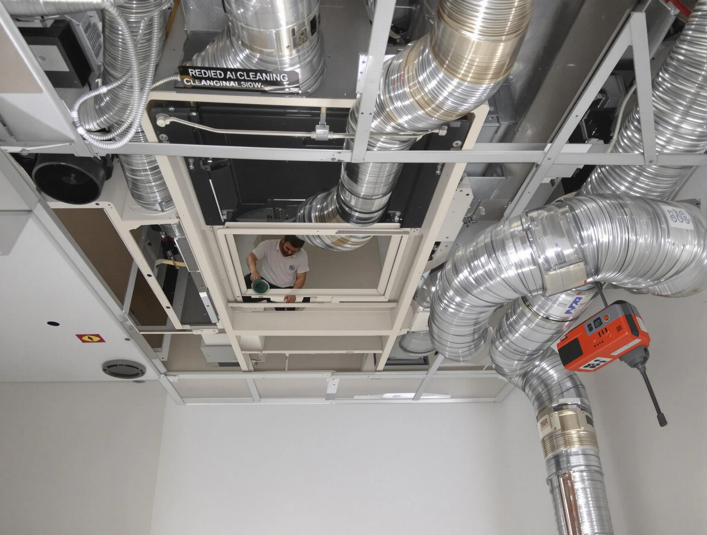 Roswell Air Duct Cleaning technician performing detailed central duct system cleaning in Roswell