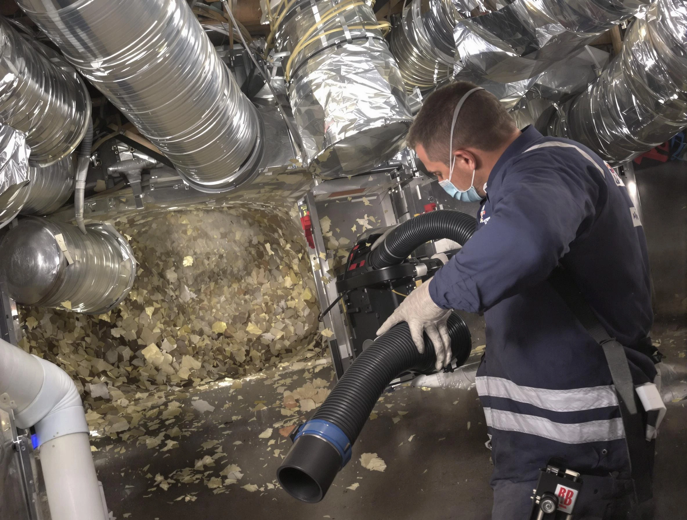 Roswell Air Duct Cleaning specialist operating negative pressure cleaning equipment for thorough duct maintenance in Roswell